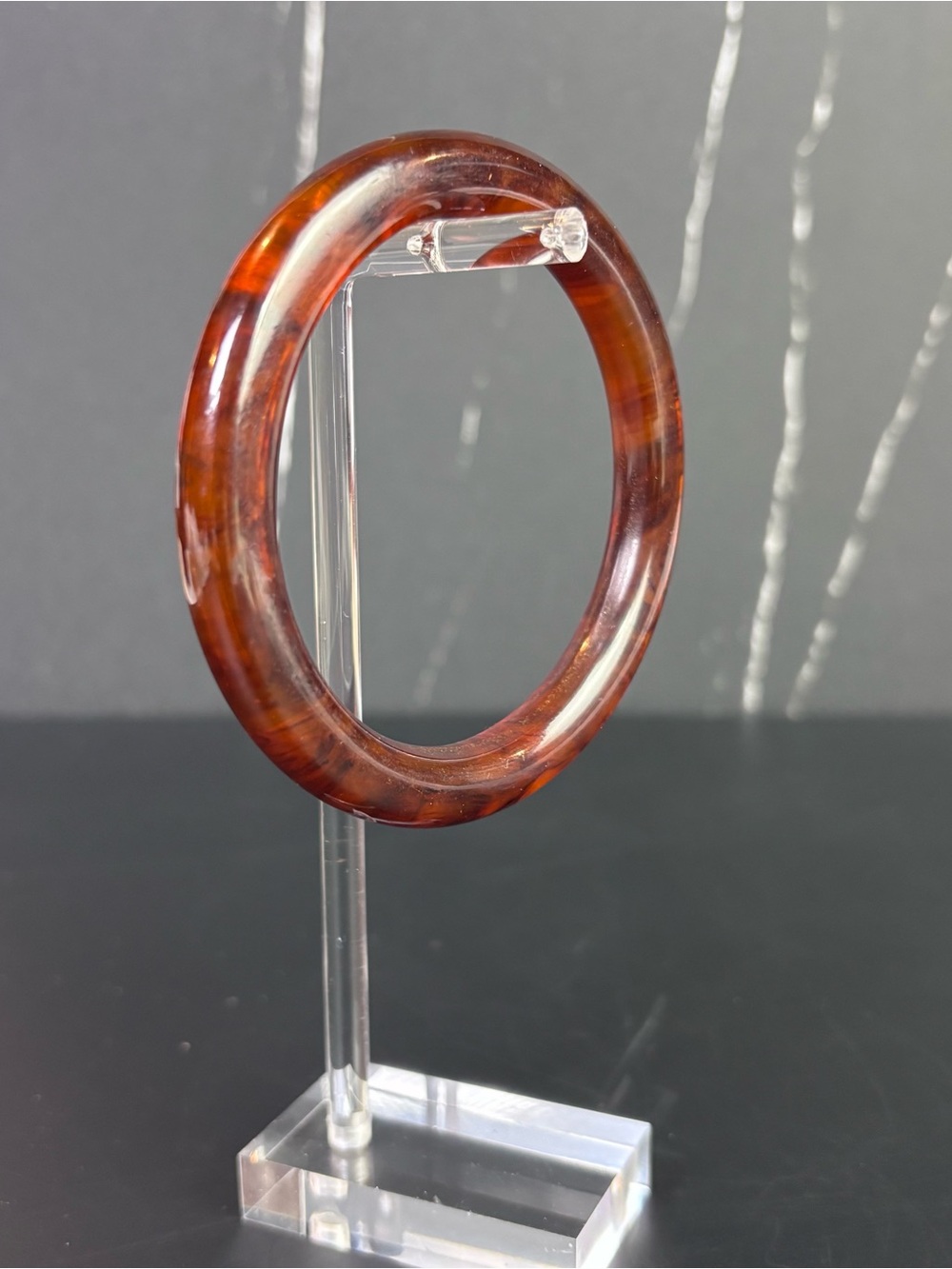 Vintage Bakelite Apple Juice Root Beer Swirl Chunky Bangle Bracelet Tested